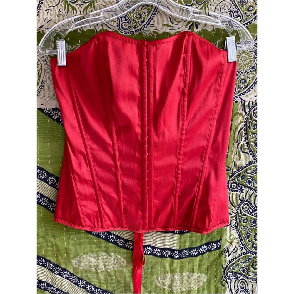 Y2K Charlotte Russe Red Whimsigoth Vampy Satin Corset Bustier Top Size Large